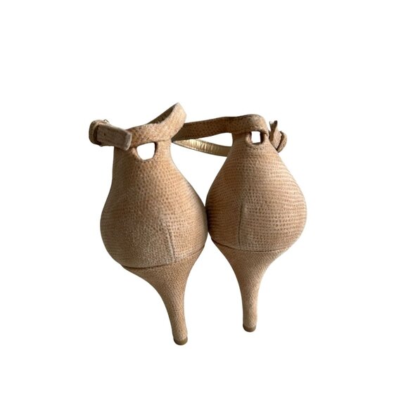 STUART WEITZMAN Beige Leather Ankle Strap Heels Size 8.5 - Picture 5 of 8